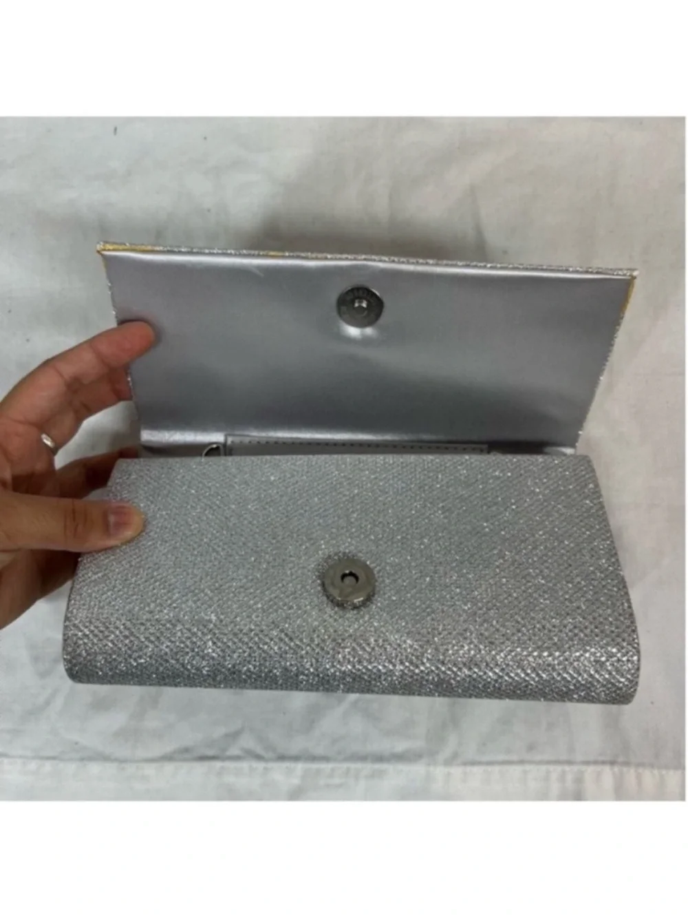 Jessica McClintock Chloe Sparkle Rhinestone Silver Crossbody Clutch